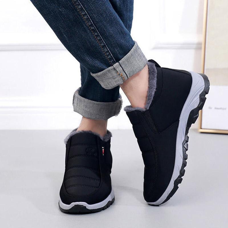 Winter Snow Cotton Shoes Men's Thickened and Velvet Warm Boots Old Beijing Parents Snow Boots