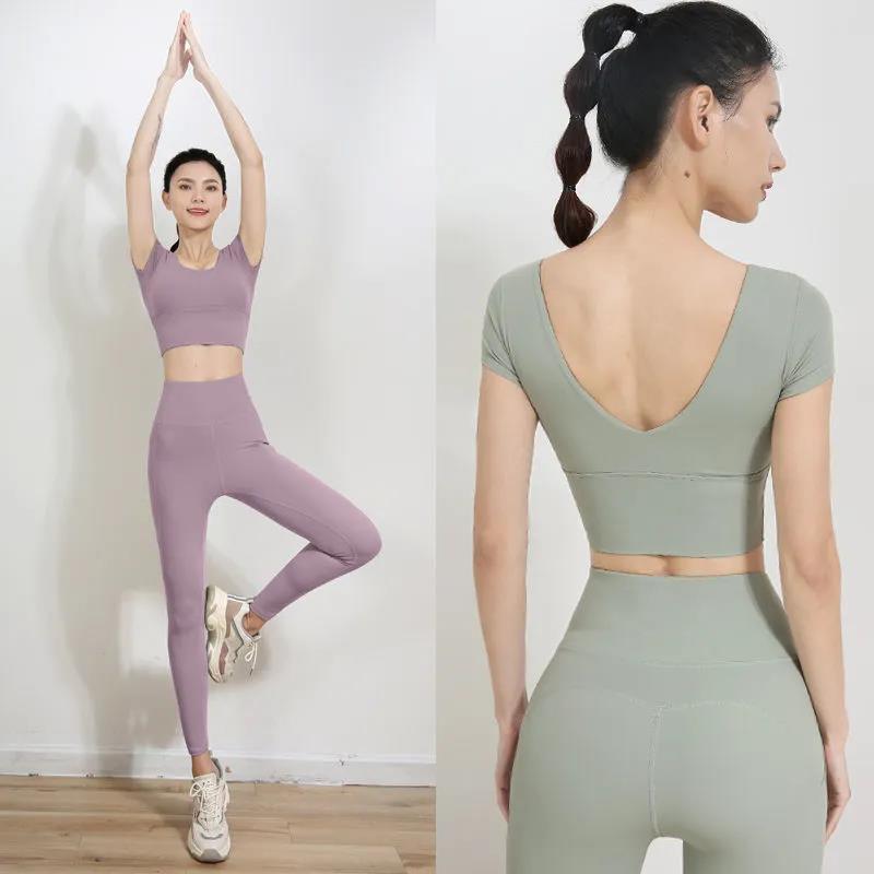 Seamless Women Yoga Set Workout Sportswear Gym Clothing Fitness Long Sleeve Crop Top High Waist Leggings Sports Suits