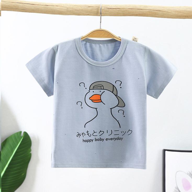 Summer Kids Cute Printing Duck T Shirts Short Sleeve Tops Korean Style O-neck Loose T Shirts for Children Girls and Boys