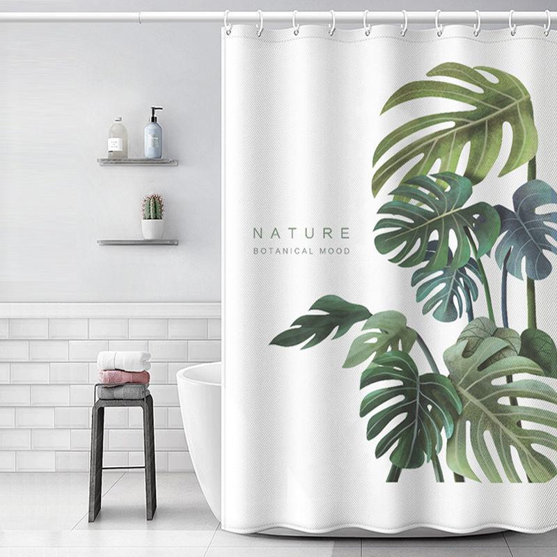 Rental Room Bathroom Shade Curtain Hook Shower Curtain Bathroom Waterproof and Mildew Proof Shower Curtain