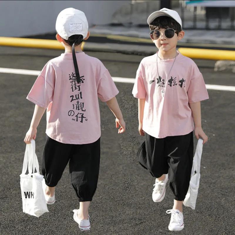 Two-piece Suit Boy's Suit Children's Summer Quick-drying Short-sleeved Children's Boy 4-12 Years Old