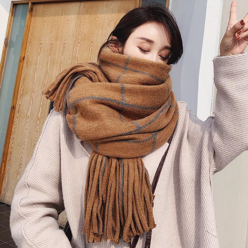 Winter Imitation Cashmere Scarf Korean Wild Double-sided Scarf Lovers Long Thick Bib Shawl