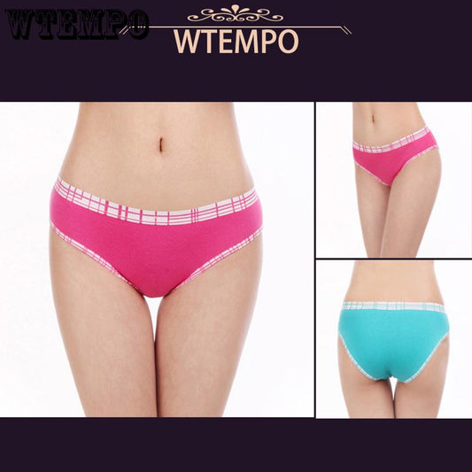 WTEMPO 6 Pcs/Lot Brand Cotton Solid Color Soft Panties For Women Briefs Underwear Lingerie Intimates