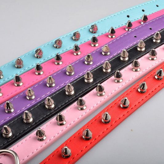 Dog Collars Cat Necklace Puppy Scarf pure color rivet decor Size Adjustable Suitable for Medium and Small Pets Solid Black Red Teddy Red Chihuahua