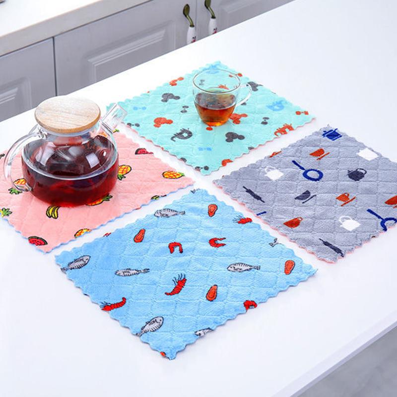 Kitchen Anti-grease Cleaning Cloth Super Absorbent Microfiber Kitchen Wiping Rags Household Washing Dish Kitchen Cleaning Towels