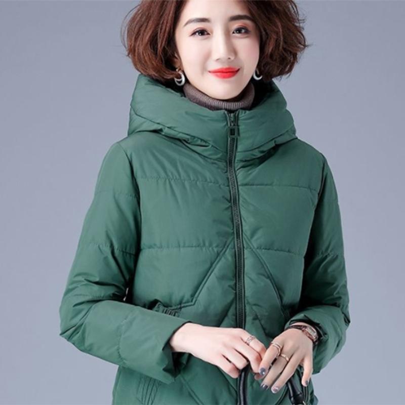 Women's Mid-length Down Jacket Winter Korean Loose Cotton Clothes Casual Hooded Padded Jacket