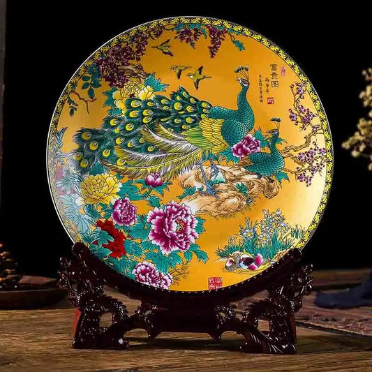 Famille Rose Porcelain Plates Chinese Traditional Ornaments Antique Cultural Relics Ornaments Creative Crafts