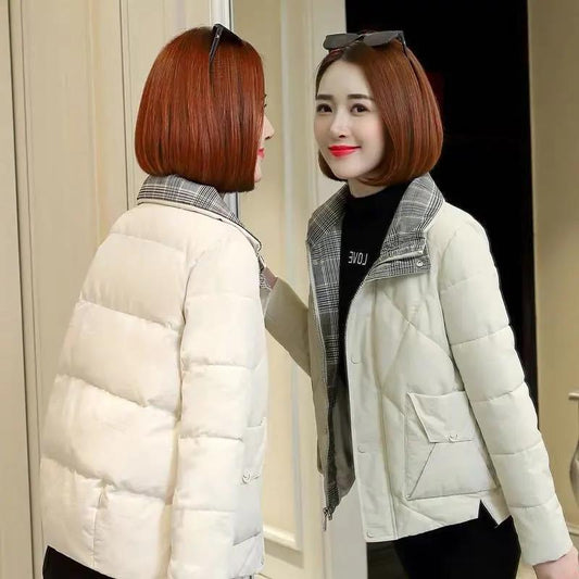 Winter Short Ladies Down Jacket Korean Fashion Loose Thick Cotton Stand Collar Jacket