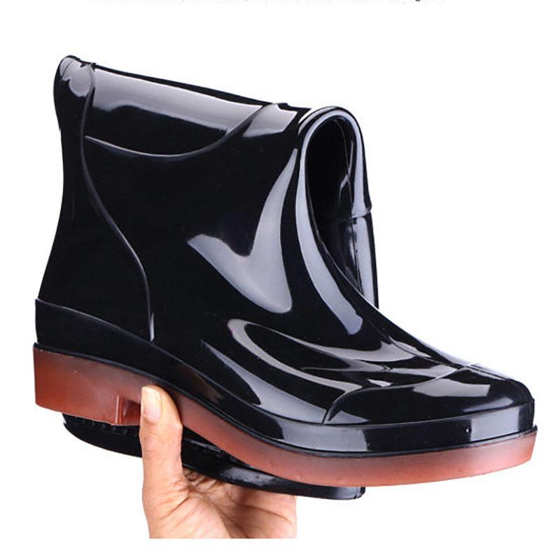 Wear Resistant Rubber Band Bottom Rain Shoes Men's Acid and Alkali Resistant High Cylinder Thickened Rain Boots Anti-skid Car Washing