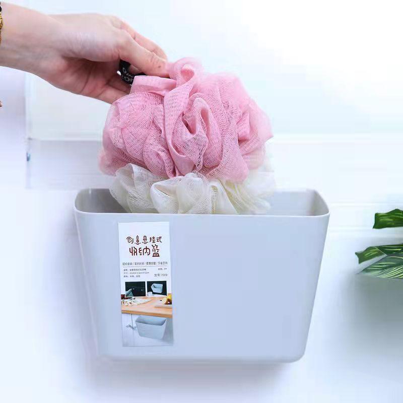 Kitchen Household Wall-mounted Plastic Trash Can Toiletries Storage Bucket Cabinet Door Hanging Bucket Desktop Sundries Storage Box