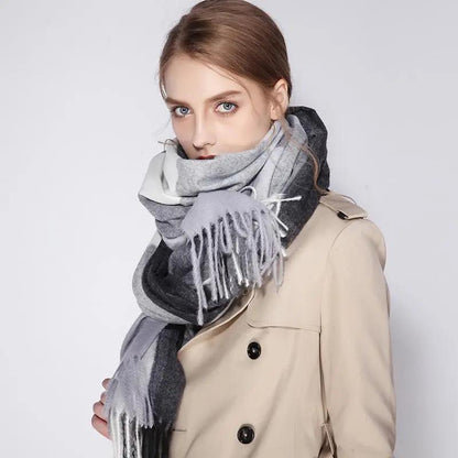 Scarfs for Women Cashmere Warm Tassel Long Plaid Ladies Scarves Shawls Fashion Scarf Wraps Female