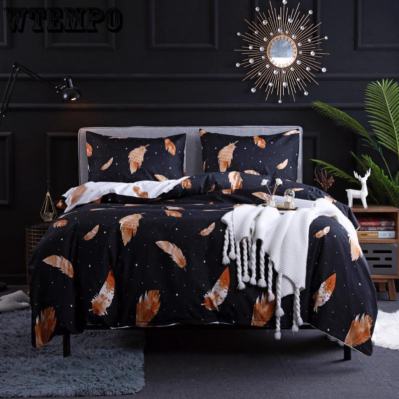 Quality Bedding Set Modern European Style Bed Linen Pillowcase and Plant Pattern Duvet Cover