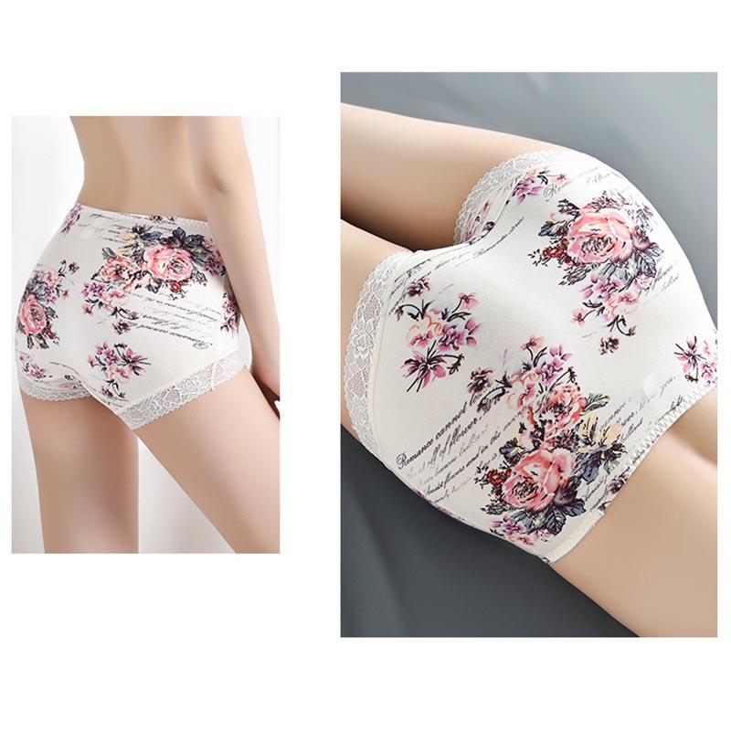 4pcs Ladies Lace Plus Size Panties Seamless Antibacterial Pure Cotton Women's Panties Sexy Printed Boxer Briefs