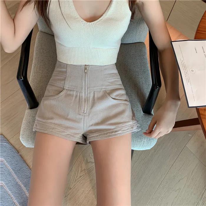 WTEMPO High Waist Zipper Denim Shorts Women Loose Spring and Summer Wide Leg A-line Thin Bottom Casual Shorts