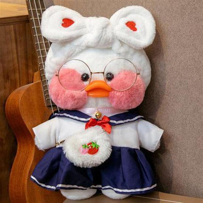 Children's Plush Toys Girl's Lovely Cartoon Duck Soft Dolls 1pcs Kid's 30cm Birthday Toys with Sweater and Glasses