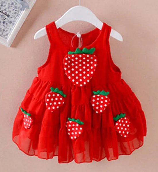 Summer Girls Dress 0-5 Years Old Baby Girl Skirt Baby Sleeveless Chiffon Vest Skirt Cute Cake Skirt Strawberry Skirt