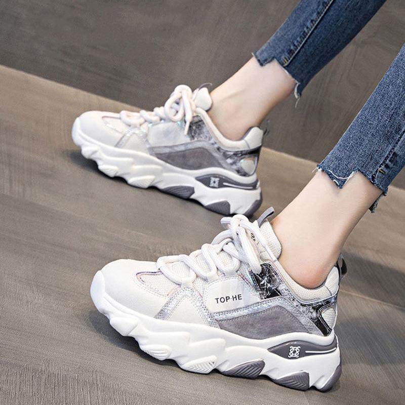 Fashion Women's Height-increasing Shoes Spring and Summer Versatile Platform Sneakers Casual Outdoor Running Breathable Shoes