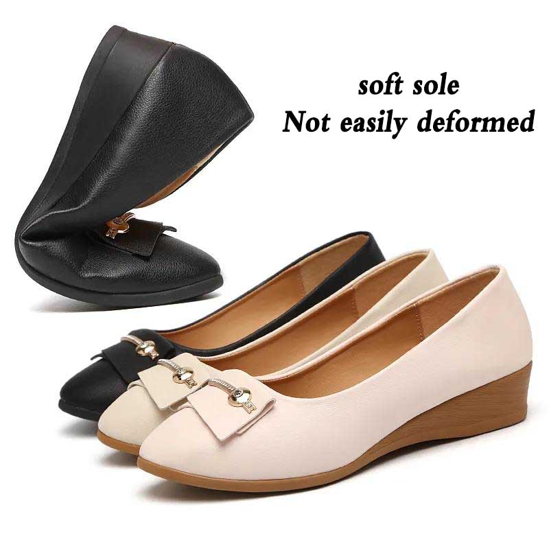 Peas Shoes Women's Spring and Autumn Flat Shoes Wedge Mother Shoes Slip-on Shoes