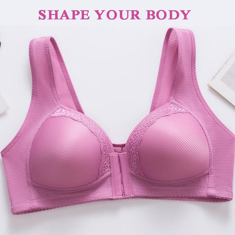 Ladies Front Buckle Type Thin No Steel Ring Anti-sagging Gather Big Breasts Breastfeeding and Breathable Underwear Bra