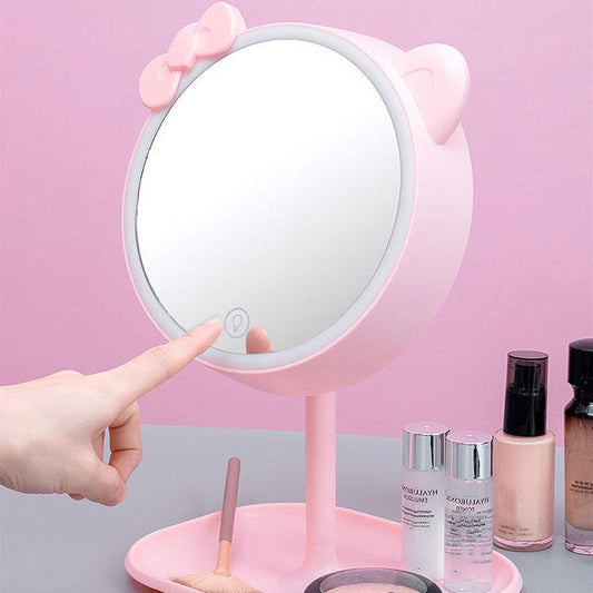 3 Levels Ligthing LED Makeup Mirror Portable Travel Desktop Mirror Three-speed Adjustable Touch Screen USB Charging