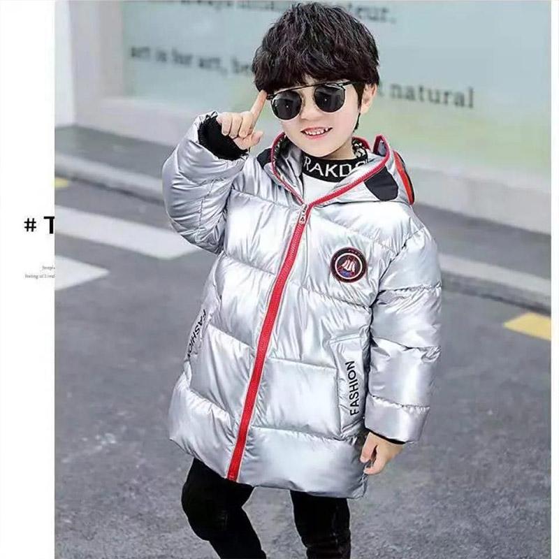 Boys Ultraman Glasses Wash-free Water Proof Bright Leather Korean Version of Winter Plus Velvet Warm Jacket Padded Jacket Thick Down Jackets