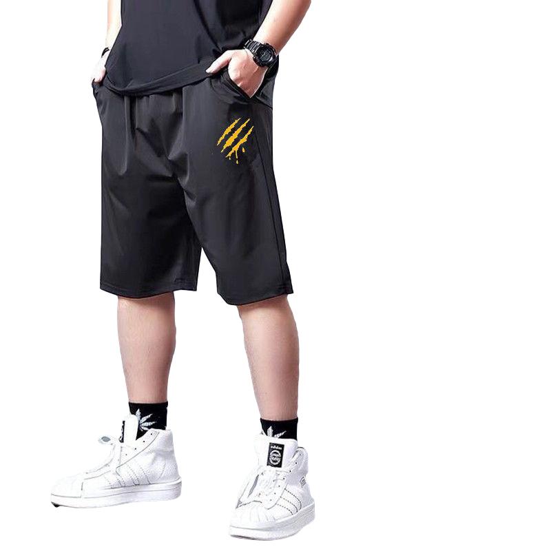 Plus Size Shorts, Men's Ice Silk, Quick-drying, Fattening, Loosening, Elastic, Fat, Fat, Straight, Sporty, Trendy Men's Five-point Pants