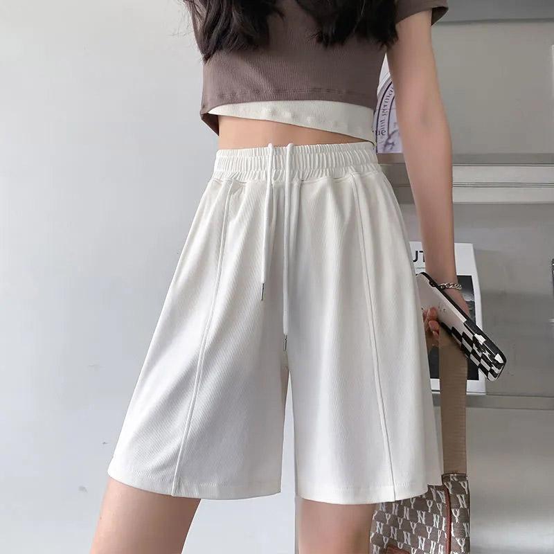 Summer Women's Thin Shorts Casual Sports All-match Middle Pants Bear Loose Wide-leg Ins Women's Five-point Pants Straight Shorts