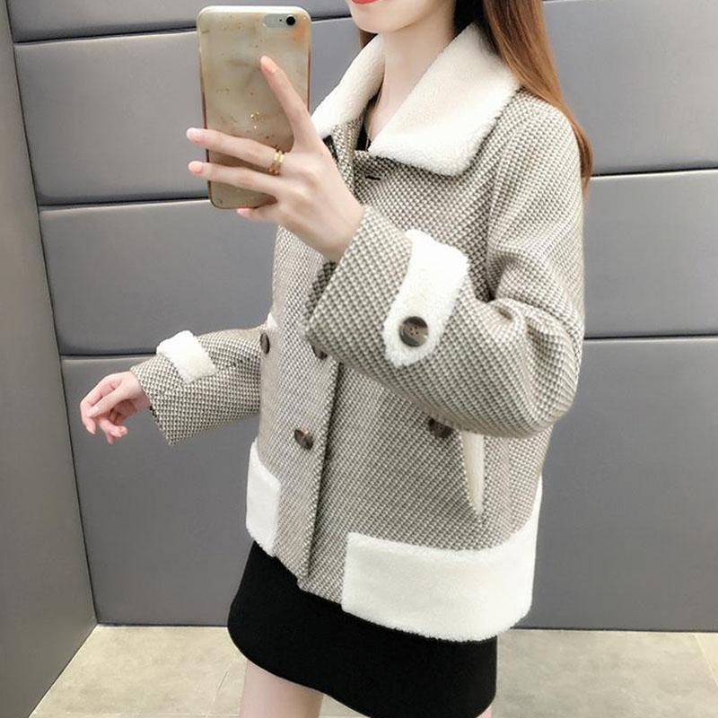 Autumn and Winter Women's Short Woolen Coat Loose and Thin Thick Ferret Coat