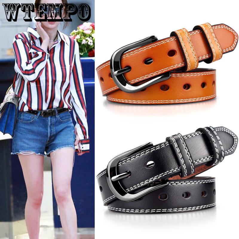 Women Belts Luxury Brand Blue Leather Fashion Women's Pin Buckle Belt Female Accessories