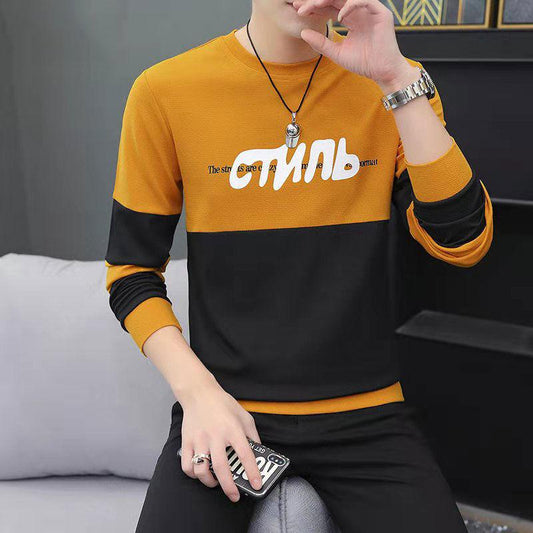 Sweater Men's Spring, Autumn and Winter Round Neck Long-sleeved T-shirt Casual Men's Youth Plus Velvet Padded Bottoming Shirt