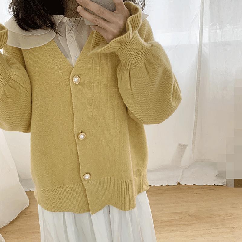 Winter Women's Short Loose Warm Sweater Jacket Sweet Ruffle Sleeve Knit Cardigan Student