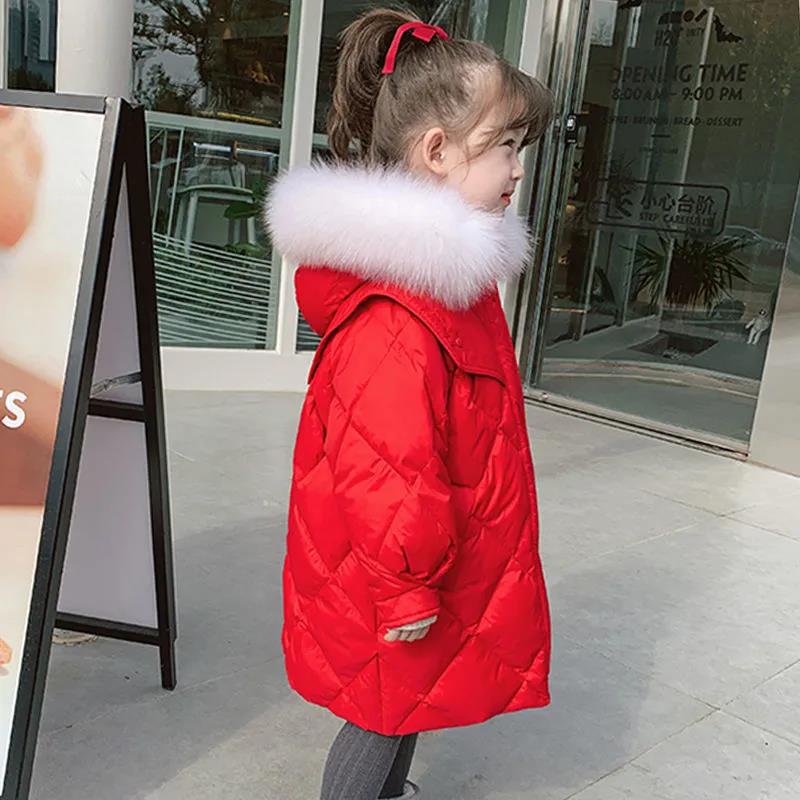 Girls Mid-length Warm Down Padded Jacket Loose Thick Windproof Autumn and Winter Clothes