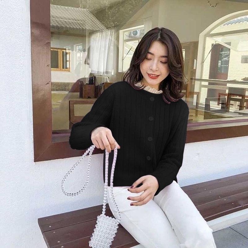 Large Size Knitted Cardigan Korean Women's Jacket Spring and Autumn Loose Student Long-sleeved Thin Sweater Jacket Sweater Women