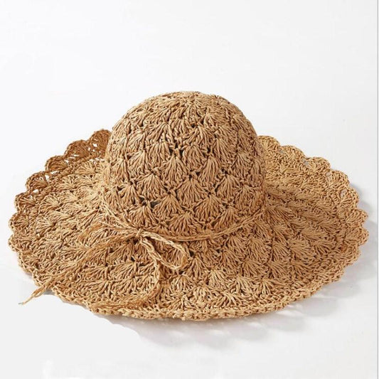 Beach Summer female Hat Wide Brim Floppy Straw Sun Hat Beach Women Hat Foldable UV Protect