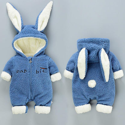 Rabbit Autumn and Winter Baby One-piece Travel Clothes Out Holding Clothes Plush Winter Baby Clothes Neonatal Winter Thickening