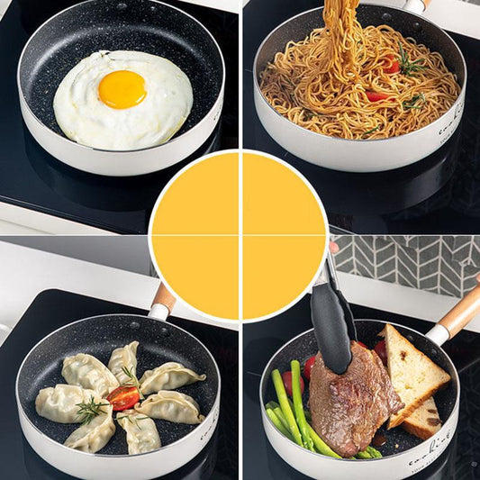 Mai Rice Stone Ceramic Small Frying Pan Wok Cooking Household Pot Flat Non-stick Pot Kitchen Utensils with Cover