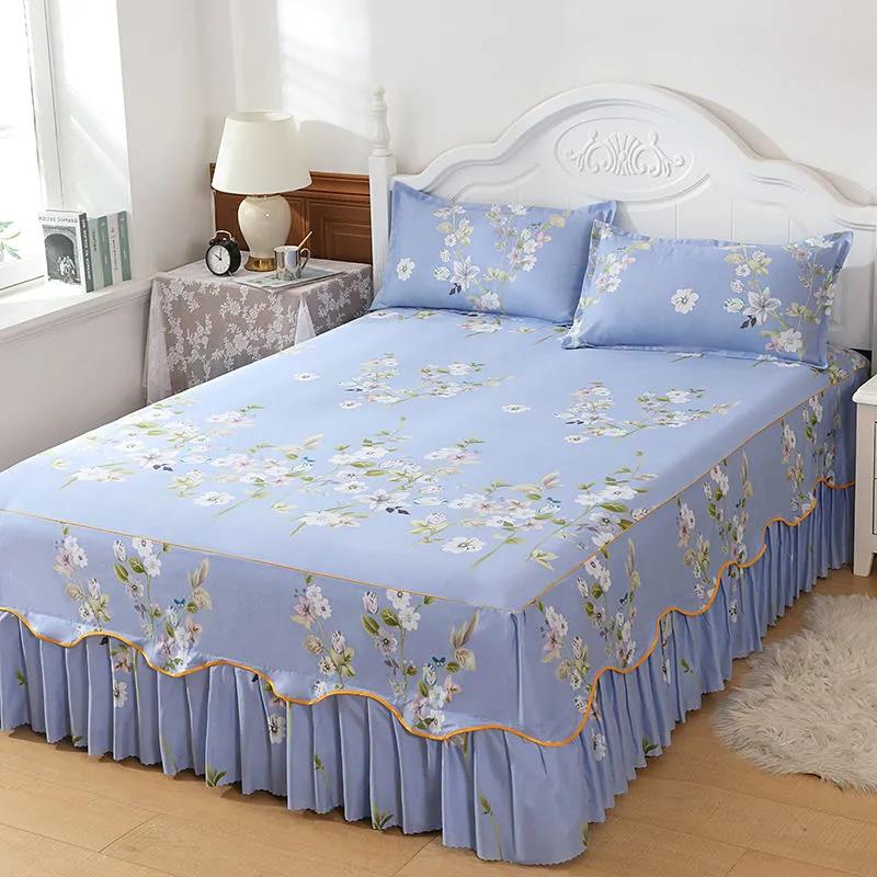 Bedroom Household Single-piece Sanding Bed Skirt Korean Version of One-piece Bed Skirt Bed Cover Simmons Protective Cover Can Not Afford The Ball