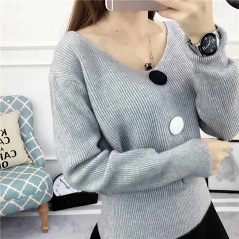 Women Knitted Sweater Cardigan Coat Spring Autumn Casual V-neck Long Sleeve Sweater Jacket