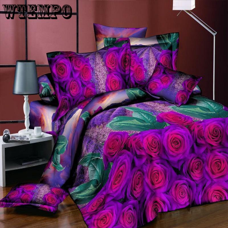 Duvet Cover Set 3D Oil Painting Bed In A Bag 4pcs Bedding Sets Flat Bed Sheet Comforter Duvet