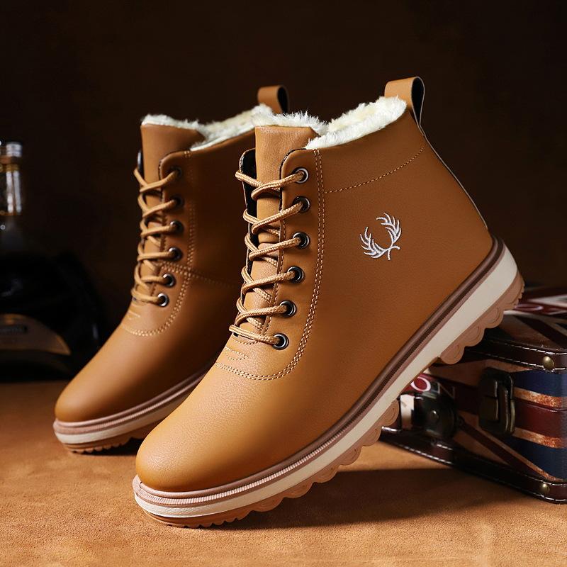 Winter Boots Men's Warm and Velvet High-top Cotton Shoes Leather Boots Men's Thick Snow Boots Short Boots Men