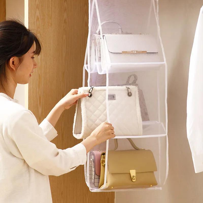 Bag Storage Hanging Bag Women's Bag Finishing Hanging Dust-proof Bag Multifunctional Household Wardrobe Double-sided Storage Bag Underwear Storage Bag