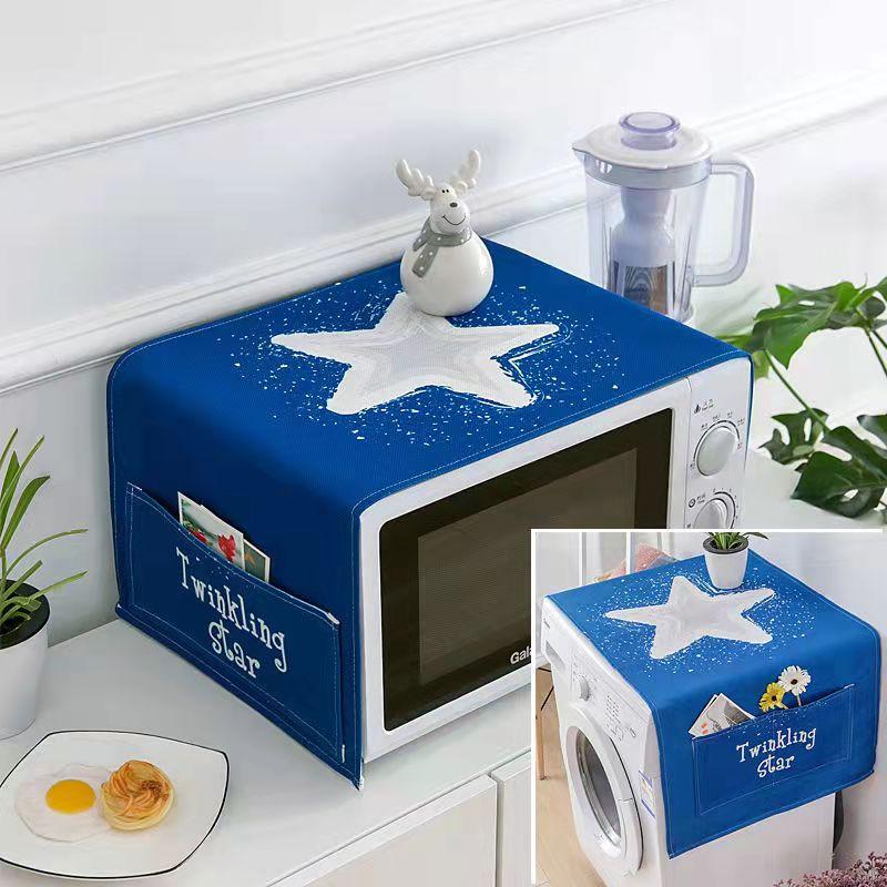 Microwave Hood Oven Dust Cover Oil and Water-proof Household Side Pockets Dust-proof Cloth Refrigerator Dust-proof and Dust-proof Cover Towel