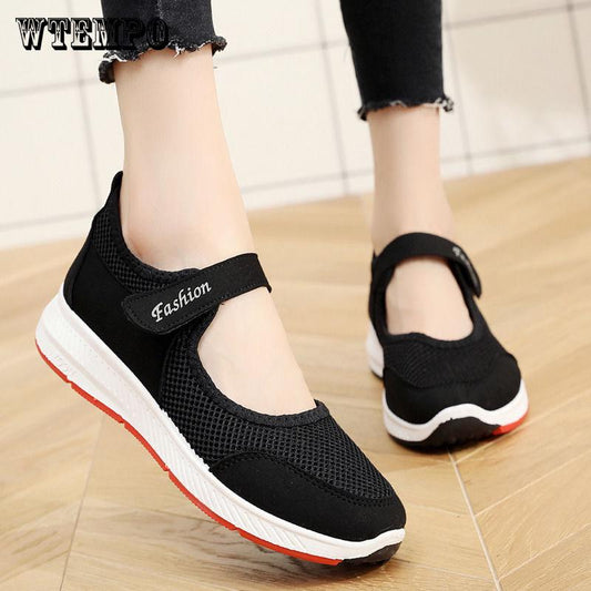 Women's Casual Running Breathable Woven Mesh Fabric Flat Shoes