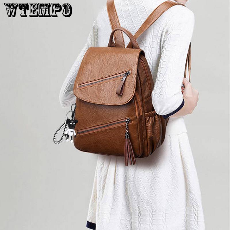 New Fashion Women Leather Backpack Female solid color Bag Ladies Softback Backpacks Mochilas