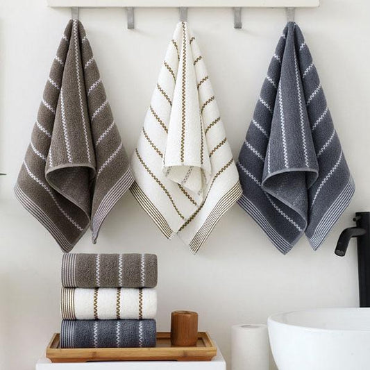 Bathroom Accessories Striped Pattern 3pcs Towels Soft Cotton Towel for Face Washing Water Absorption Household Towels