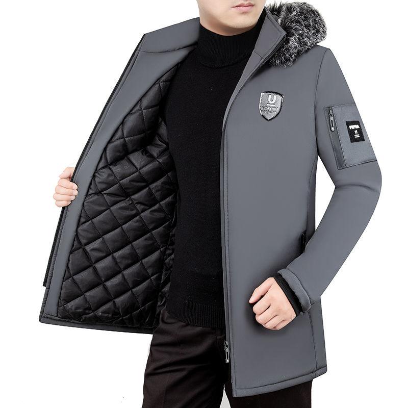 Coat Men's Winter Coat Plus Cotton Thick Big Fur Collar Cotton Coat Korean Warm Cotton Jacket for Men