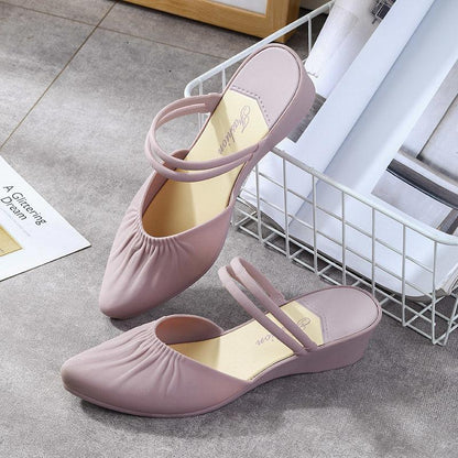 Sandals Women's Two Wear Summer Beach Single Shoes Thick Heel Mid-heel Baotou Increased Non-slip Pointed Sandals Ladies Sandals