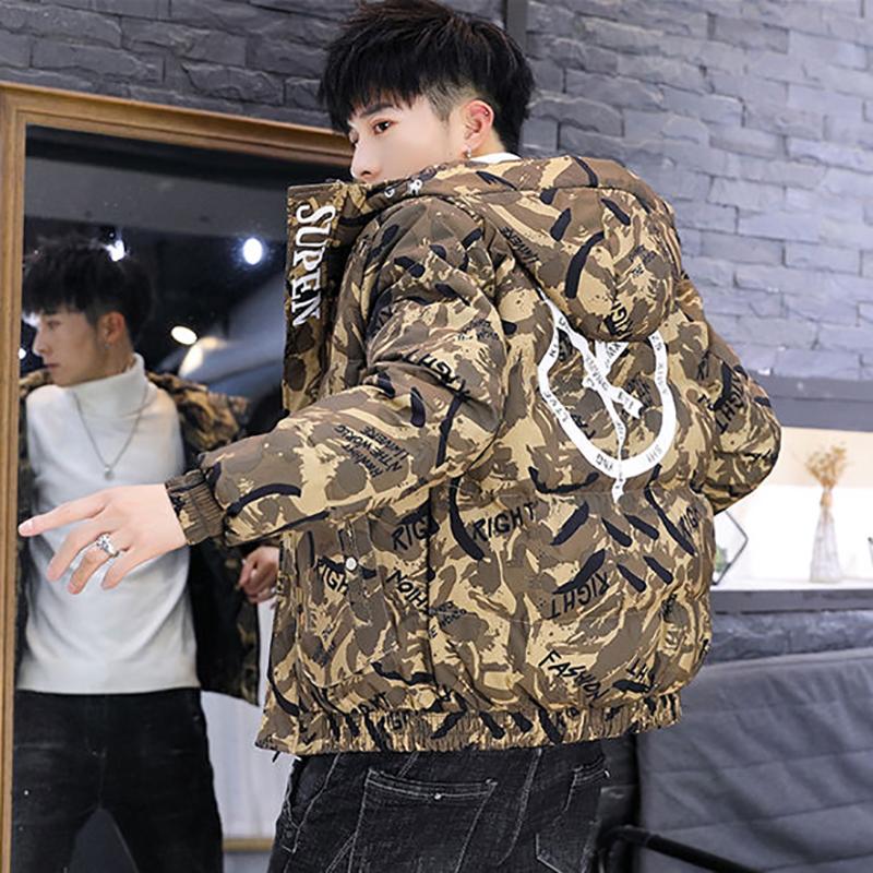 Fashion Men's Parker Jacket Winter Thicken Warm Camouflage Trend Brand Hooded Cotton Jack Loose Men's Cotton Jack