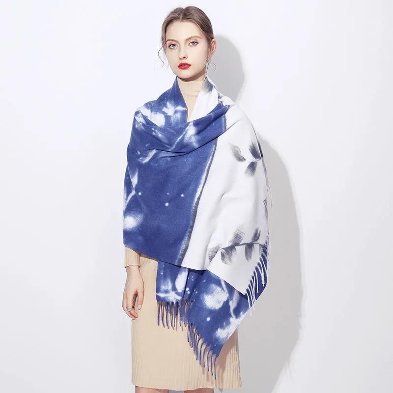 Winter Imitation Cashmere Scarf Wild Oversized Fringe Plaid Scarf Thickening Scarf Shawl