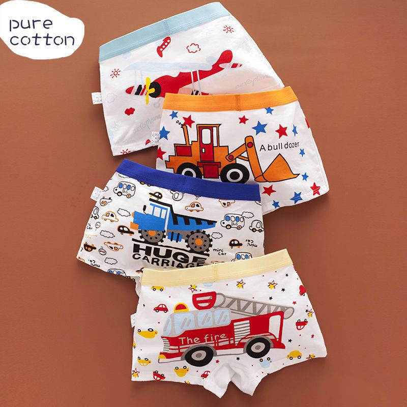 Children's Underwear Boys Pure Cotton Boxer Briefs Four-corner Children Cartoon Thin Boys